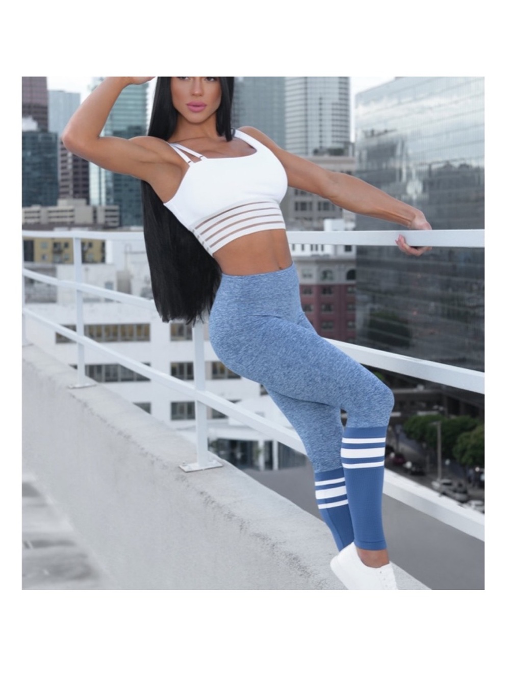 Bombshell Sportswear Blue/White Sock Leggings Small